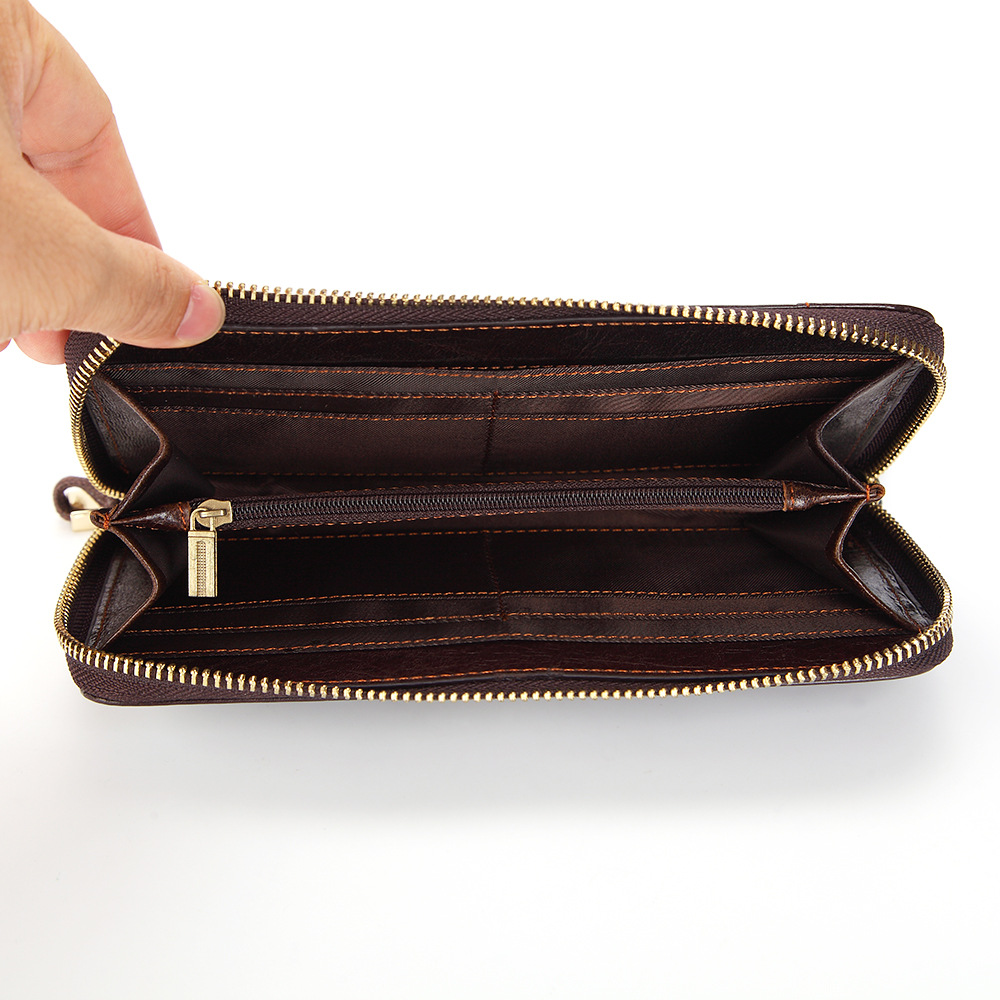 Picture of Men's Long Clutch Bag Genuine Leather Wallet First Layer Cowhide Wallet Bag Business Mobile Phone Bag Multi-Functional Clutch Bag