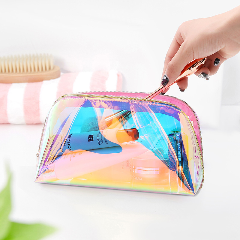 Picture of In stock new colorful transparent laser cosmetic bag TPU shell wash bag portable storage bag wholesale