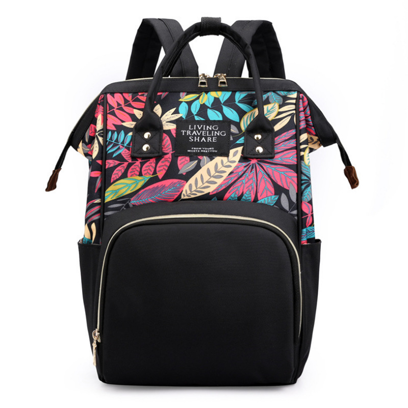 Picture of Manufacturer Wholesale Printed Backpack Mommy Bag Multifunctional Large Capacity Outing Mother and Baby Backpack Bottle Bag Portable Hook