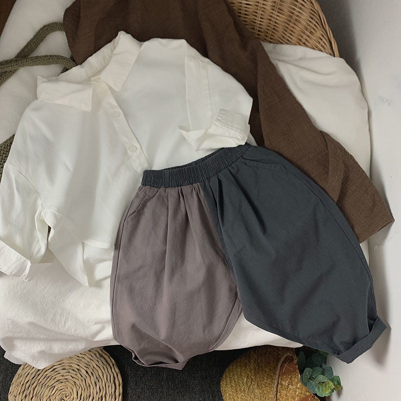 Picture of Mori Style Korean Style ~ Children's Shirt Cotton Linen Spring and Autumn Boys' and Girls' Shirt Western Style Loose Baby Jacket Children's Clothing