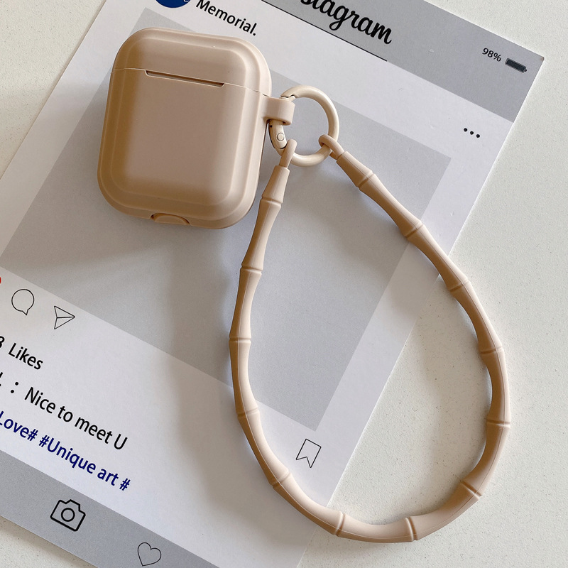 Picture of Simple Pure Color Belt Pendant Suitable for Airpods4 Protective Case Apple 1/2 Silicone Headphone Case with Lanyard Source