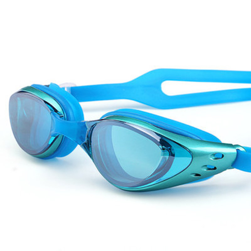 Picture of Adult Swimming Goggles Waterproof Anti-fog Electroplated Fashion Men's and Women's Flat Light HD Large Frame Electroplated Diving Swimming Glasses