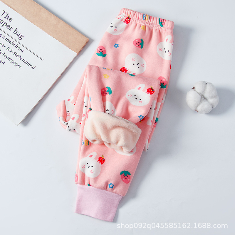 Picture of Children's Warm Pants Fleece-lined Thickened Boys' and Girls' Autumn and Winter Pants Baby's Inner Wear Children's Sleeping Pants Leggings