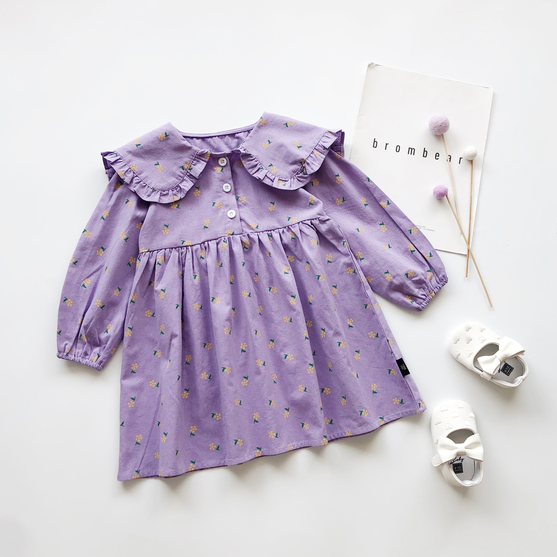 Picture of Mdd Girls Korean Floral College Style Skirt 2024 Spring and Autumn Lolita Long Sleeve Ruffle Dress