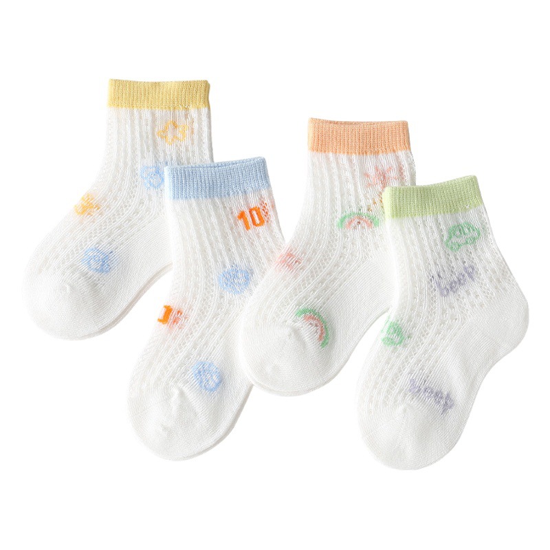 Summer New Product Ultra-Thin Mesh Baby Socks Breathable Silk Baby Socks Love Lace Girls Socks Wholesale