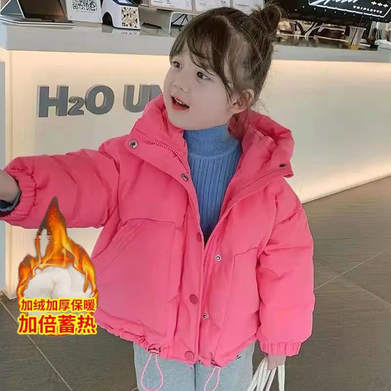 Picture of Little feet girls winter cotton-padded clothes children's clothing new fashion Korean version of thick top baby girl western style fleece-lined cotton-padded clothes