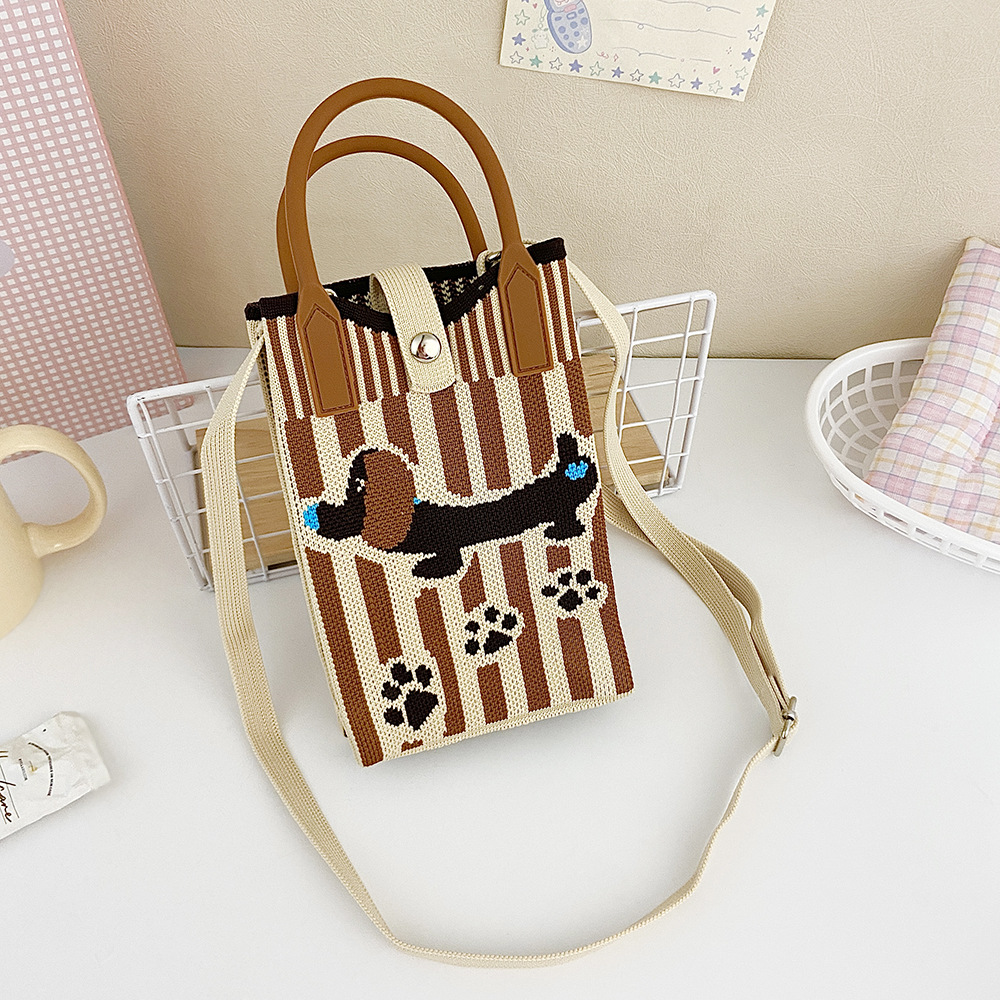 Picture of Shoulder Crossbody Mobile Phone Bag Cute Knitted Hand Bag Cartoon Large Capacity All-match Coin Purse Handbag Wholesale