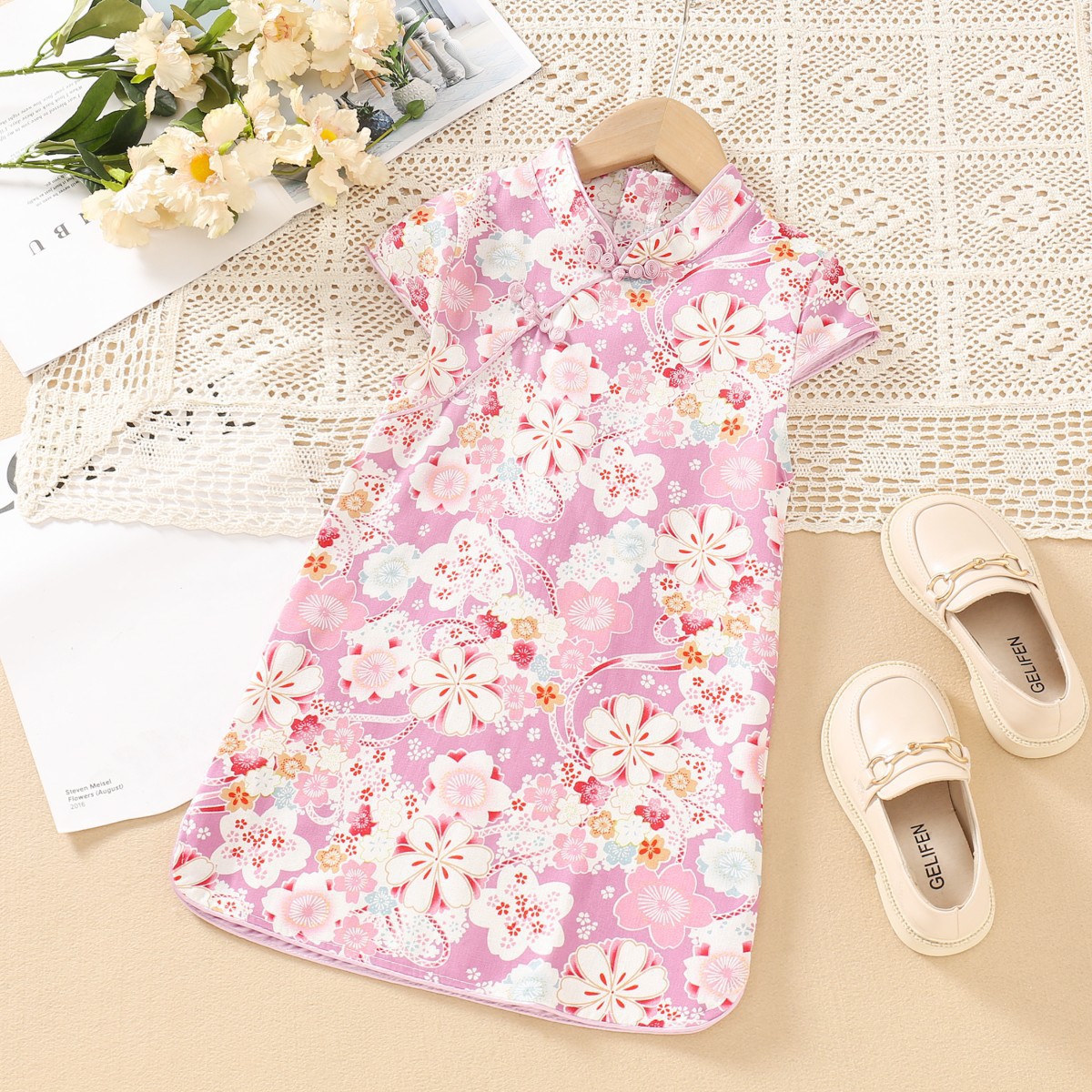 Picture of Summer New Style Girls 2025 New Style Girls Pure Cotton Chinese Style Ethnic Cheongsam Princess Skirt Baby Skirt