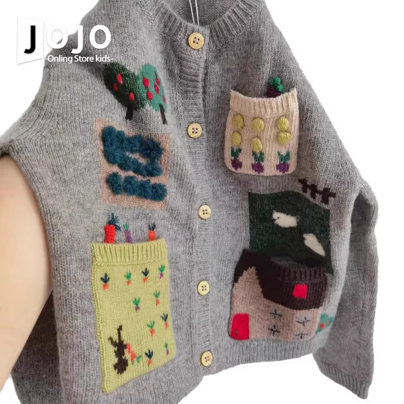 Picture of Children's Sweater 2023 Spring and Autumn New Arrival Tie-Dye Contrast Cardigan for Boys and Girls Baby Single-Breasted Gradient Wool