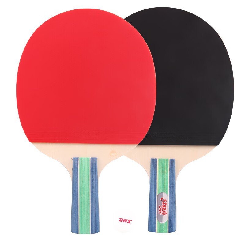 Picture of Red Double Happiness Table Tennis Bats 2 for Students Beginners Children Type I Table Tennis Bats Finished Straight Horizontal Double Bats