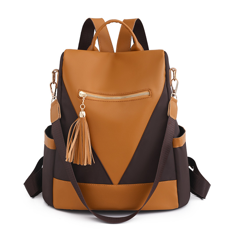 Picture of Backpack, Simple and Fashionable Contrasting Color Stitching Backpack, Women's Casual Travel Shoulder Bag, Versatile Wear-Resistant Handbag