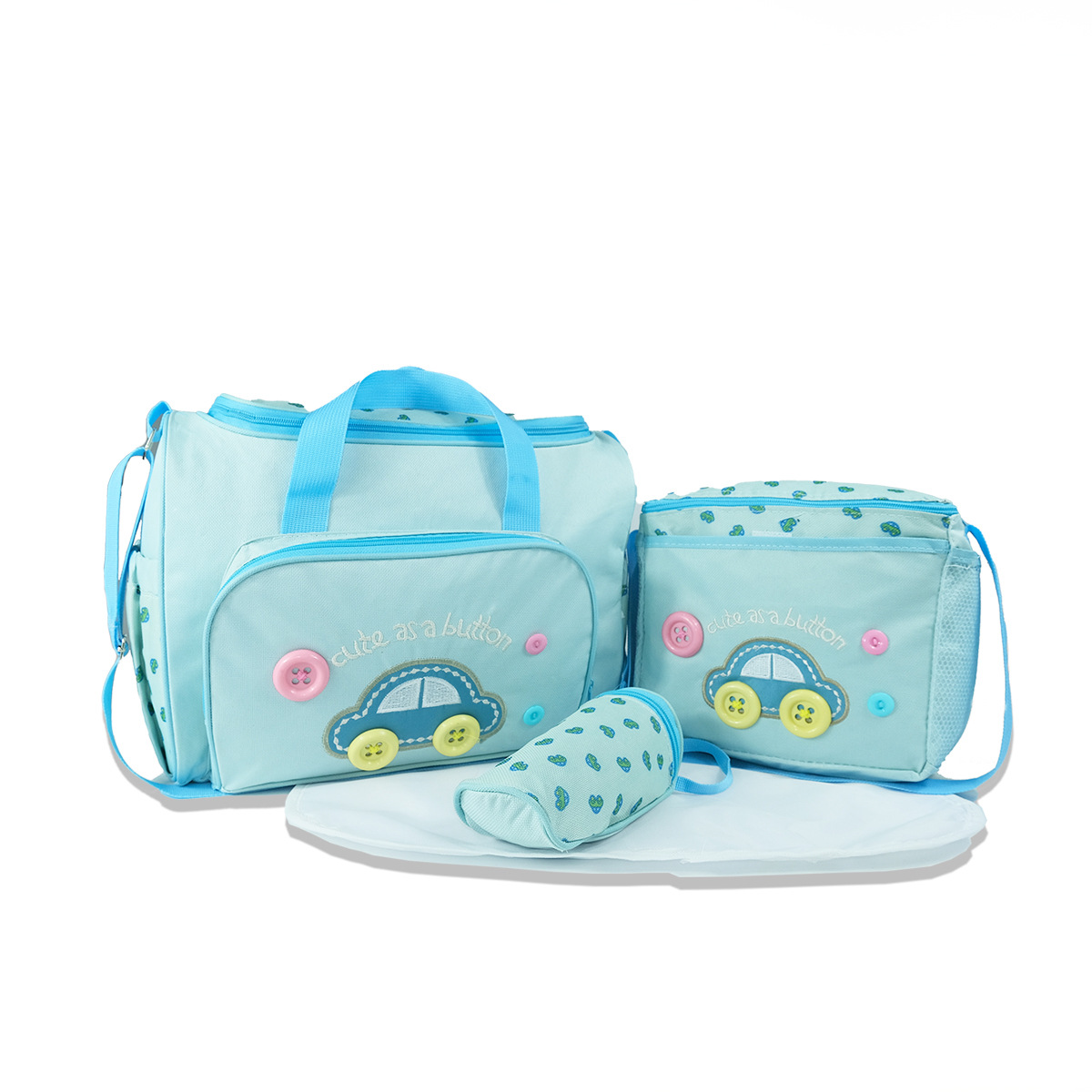Picture of Factory wholesale fashion multi-functional Mummy bag four-piece Oxford fabric cartoon car diagonal mother bag wholesale