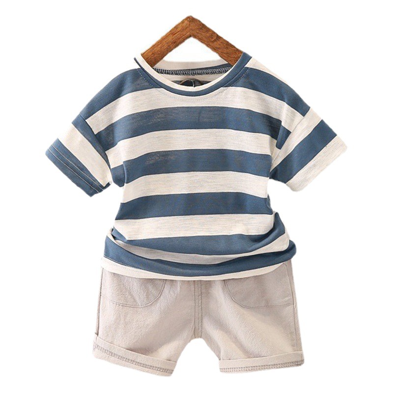 Boys' suit 2023 New Summer Children's Wide Short-sleeved Two-piece Korean-style Casual Handsome Fashionable Clothes for Boys