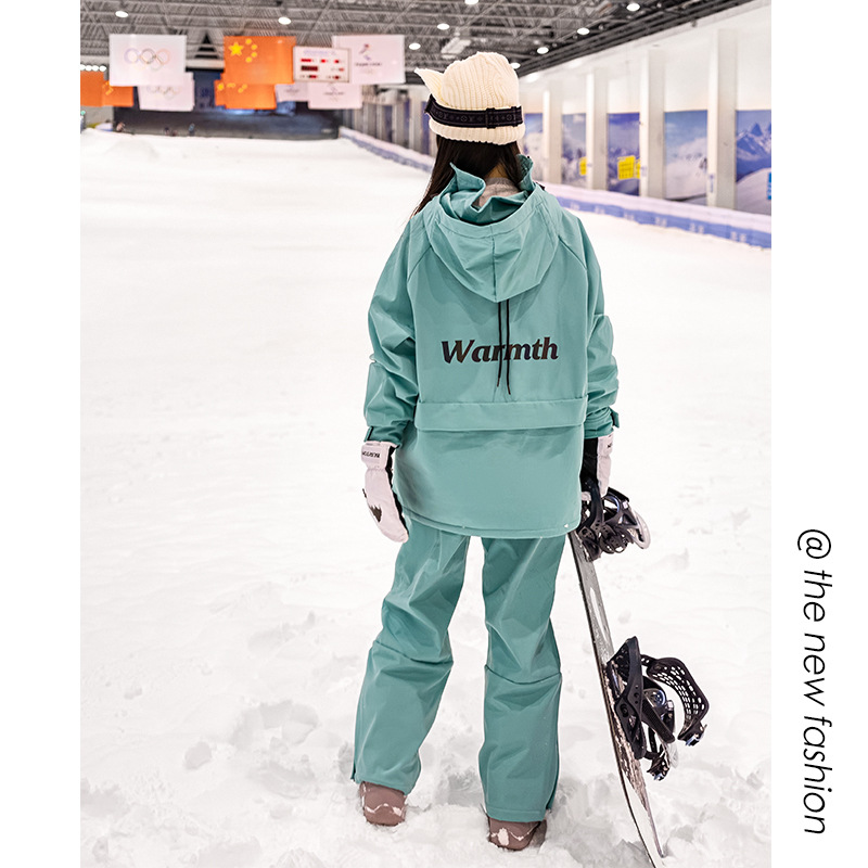 Picture of in stock Wholesale Snowboard Ski Suit Hooded Girls Bright Color Waterproof Warm fleece-lined Thickened Jacket Mountaineering Suit