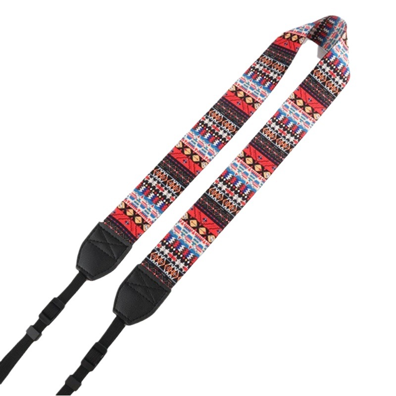 Retro striped shoulder strap camera strap 3.8cm ethnic pattern SLR widened shoulder strap thermal transfer leather shoulder strap