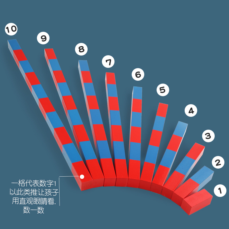 Picture of Wooden Enlightenment Early Education Mathematics Red and Blue Small Wooden Stick Kindergarten Uncle Color Cognitive Educational Toy Building Block Puzzle