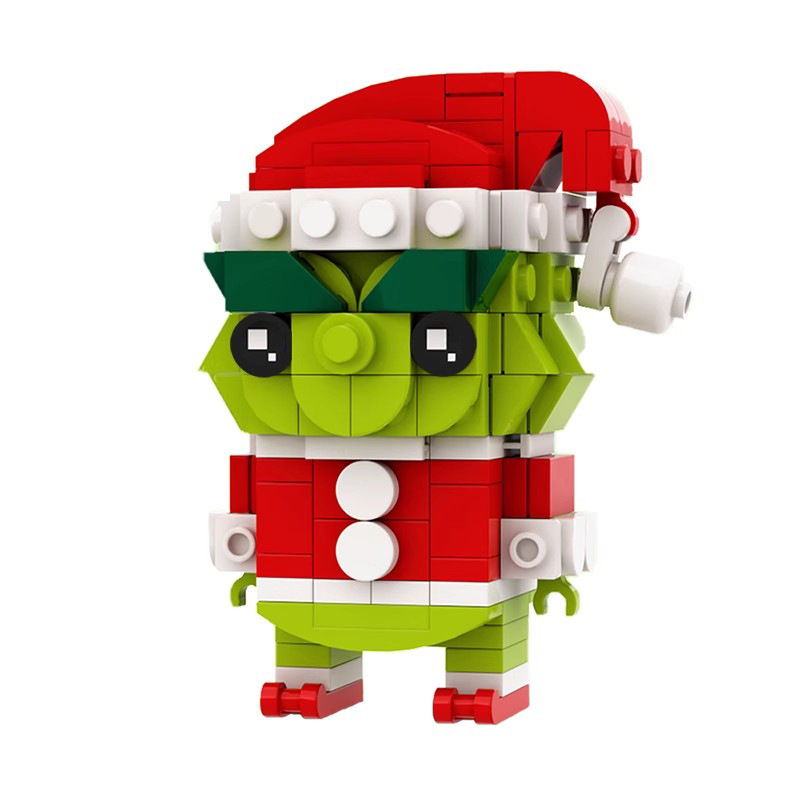 Picture of MOC compatible with Lego building blocks suit green fur monster Grinch square head diy assembled toys educational gift ornaments