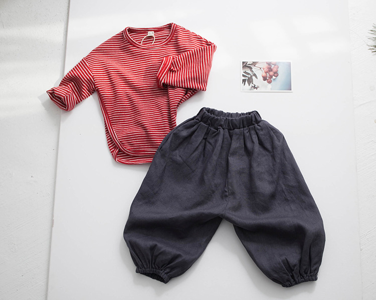 Picture of Forest Map Kidsren's Clothing Kidsren's Pants Spring Boys' Bloomers Korean Style Cotton and Linen Pure Color Loose Girls' Pants