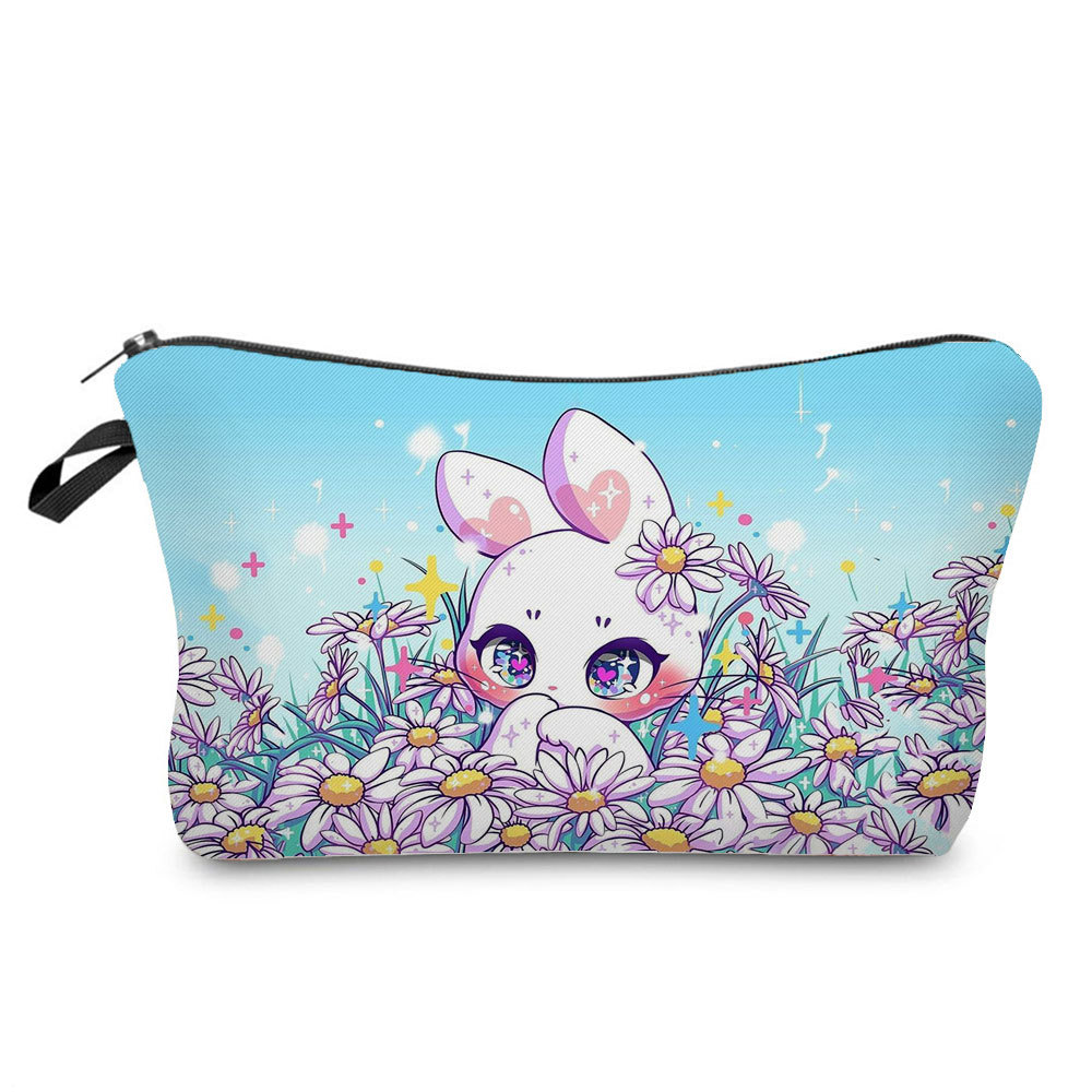 Picture of Trendy cartoon new rabbit printed cosmetic bag fashionable cute drop-resistant storage bag large capacity wash bag
