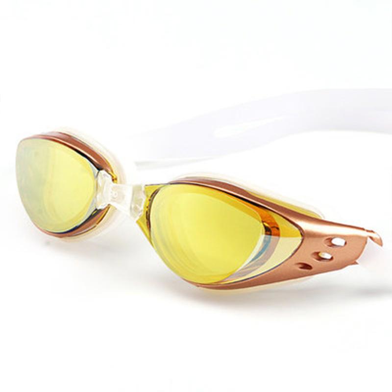 Picture of Adult Swimming Goggles Waterproof Anti-fog Electroplated Fashion Men's and Women's Flat Light HD Large Frame Electroplated Diving Swimming Glasses