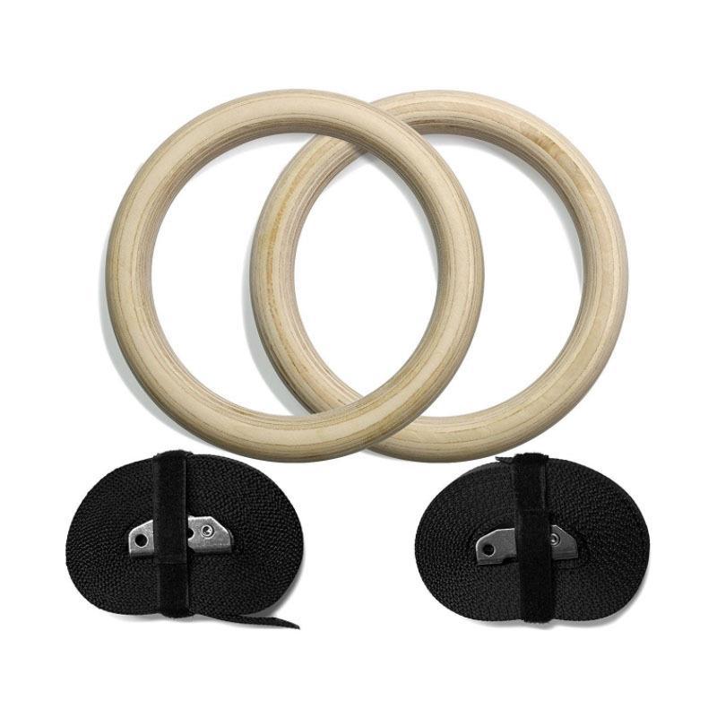 Picture of Wooden rings indoor fitness rings suit gymnastics rings household sports pull-up rings adjustable rings