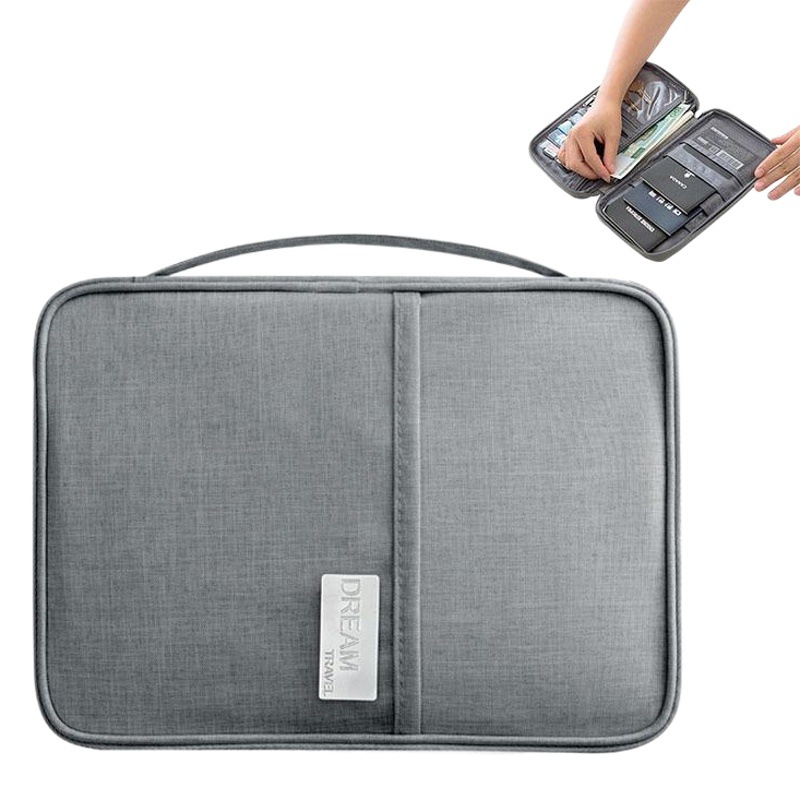 Large Travel Passbook Bag Overseas Travel Documents Bag Clutch Bag Waterproof and Dustproof Portable Card Bag Wallet
