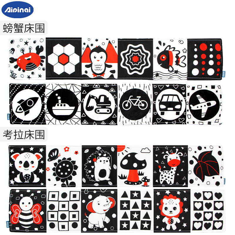 Picture of Cross-border new black and white bed cloth book baby tear two-sided bed enclosure baby pen early teaching toys