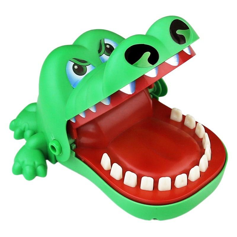 Large-sized finger-biting evil dog sound and light shark spoof parent-child game crocodile hand-biting toy children's trick props