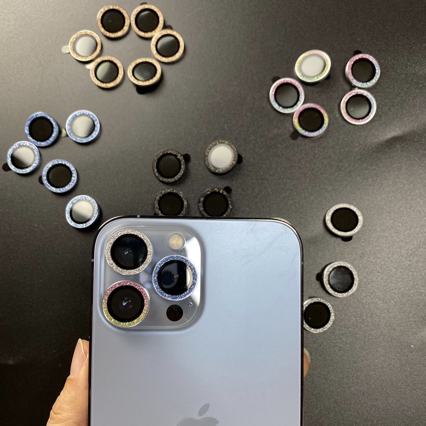 Picture of For Apple 16Promax Eagle Eye Glitter iPhone15 Lens Film i14Plus Flash Drill 13Pro Metal Ring