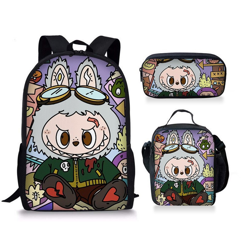 Picture of New Labubu Labubu three-piece meal bag pencil case student baby shoulder bag Amazon cute all-match portable