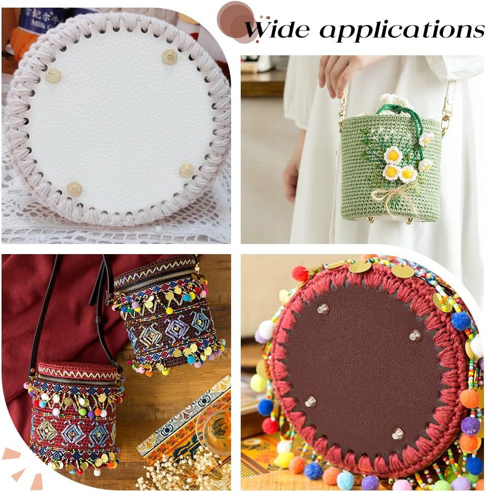 Picture of Bag accessories handmade elegant bag material 14cm round bottom plate diy woven bag quality hardened pu bag pad bottom