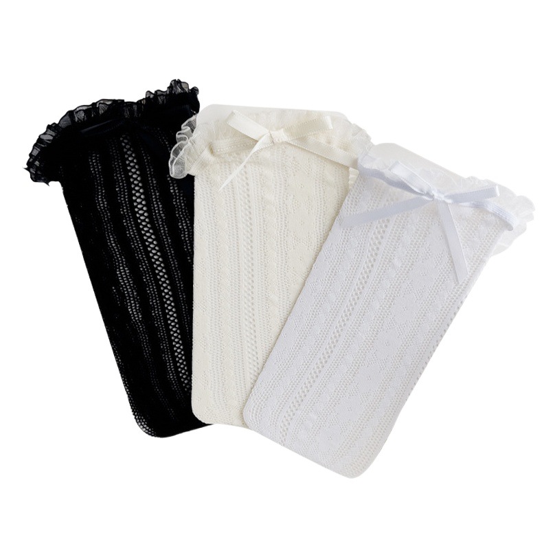Children's Socks Spring and Summer Kidsren's Bow Lace Stockings Lolita Girl Princess Calf Socks