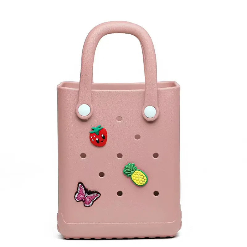 Picture of Fashion candy square small size waterproof sand-proof cute girl children EVA beach bag with shoes flower DIY