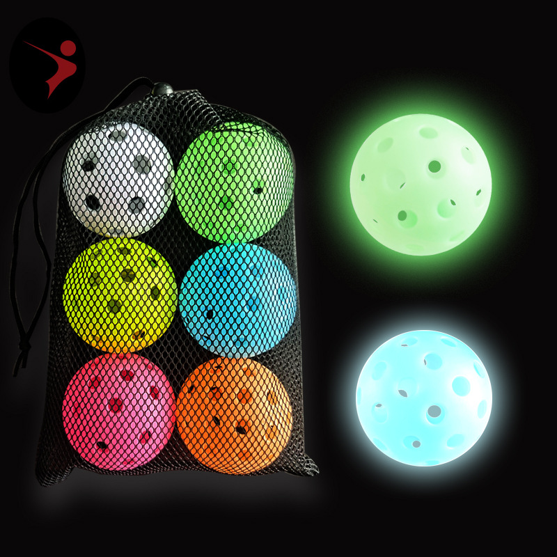 Cross-border hot selling luminous pick luminous ball Net luminous pick ball 40-hole PE hole Ball 6 pcs/bag factory direct sales