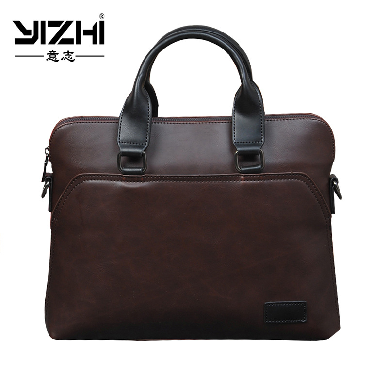 Picture of Men's Shoulder Bag Korean Style Casual Satchel Crossbody Bag Trendyy Computer Bag Pu Men's Bag Crazy Horse Leather Crossbody