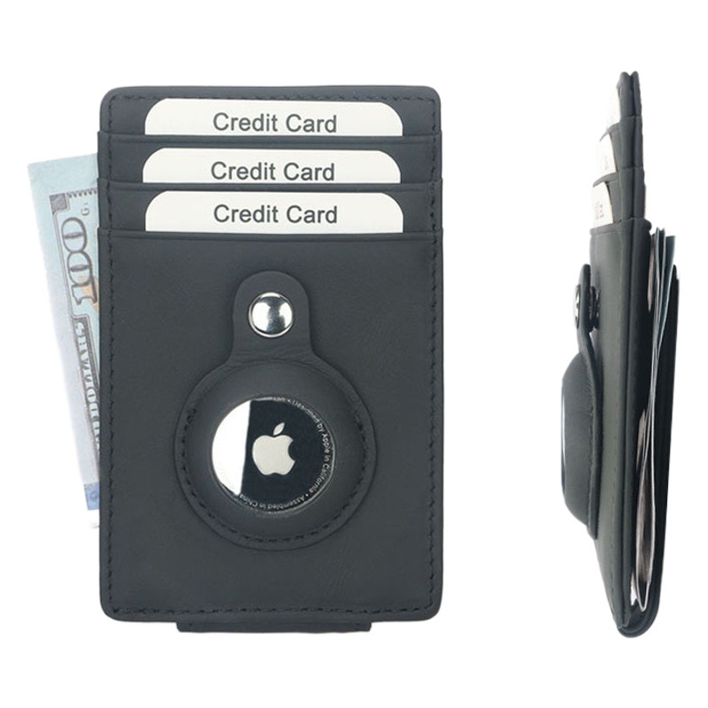 Airtag Apple Tracker Anti-Lost Protective Cover Card Holder First Layer Genuine Cowhide Anti-Theft Rfid Wallet