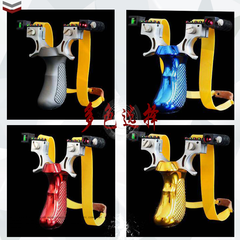 Picture of New alloy 98K laser slingshot flat leather tie-free quick-press clip outdoor recurve elastic rack factory outlet