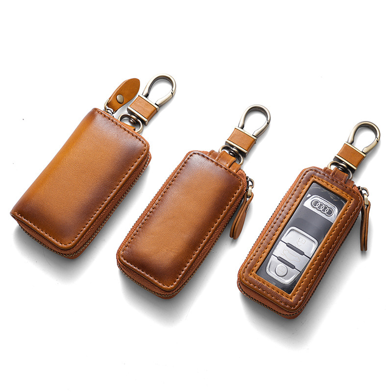 Picture of 2023 New Color Key Case Genuine Leather Men's Retro Car Key Protective Case Coloring Single and Double Layer Key Case