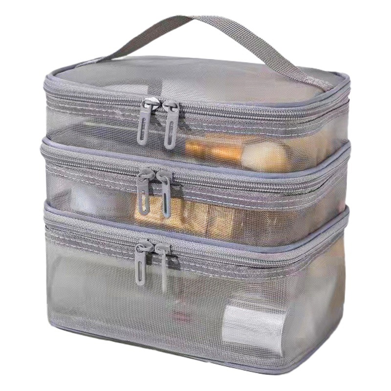 Large Capacity Toiletry Bag Portable High-value Cosmetic Bag Multi-purpose Travel Double-layer Toiletry Bag Storage Bag Mesh Bag
