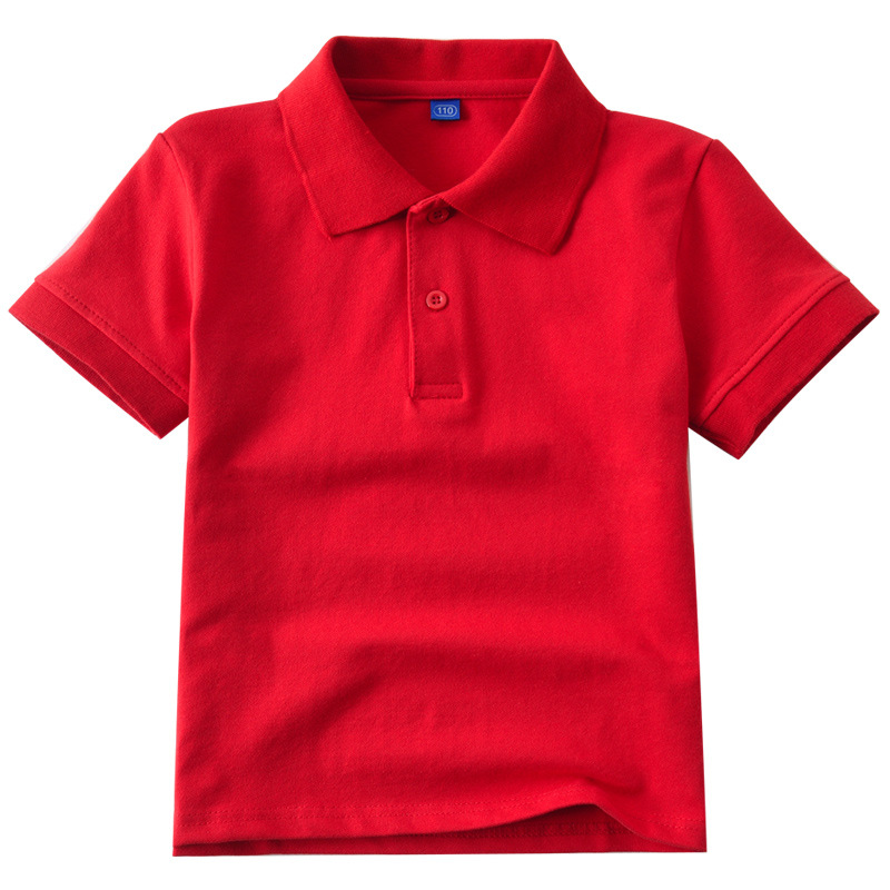 Picture of Children's White Polo Shirt Short-sleeved Cotton Boys Lapel White T-shirt Summer School Uniform Girls' Half-sleeved T-shirt