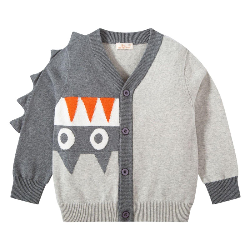 2025 Autumn New Kidsren's Clothing Jacket Kidsren's Knitwear Cardigan Baby Clothes Boys Warm Knitwear Monster Trend