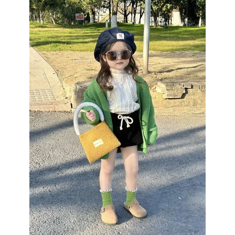 Picture of [Ready Stock] Korean Kidsren's Clothing Spring & Fall Girls' Knitwears Baby Girl's Green Outwear Kidsren's Tops Knitwears