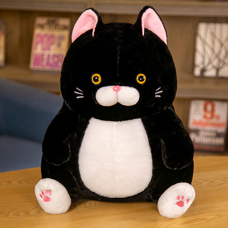 Picture of New Sitting Posture Blessed Cat Flower Cat Black Cat Round Doodle Plush Toy Pillow Doll Cross-border Large Catch Doll Machine