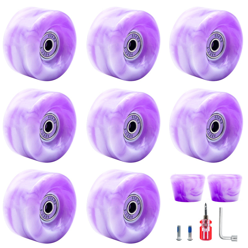 Picture of Double-row Roller skates mixed color non-flashing wheel four-wheel Roller skate accessories PU brake wheel Roller skate wheel