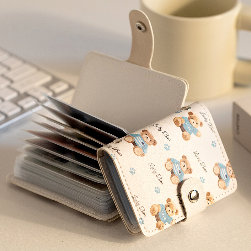 Picture of Cute Cartoon Card Bag Women's Buckle Large Capacity Multi-Card Slot Ultra-thin Small Men's Card Clamp Bag Driver's License Card Cover
