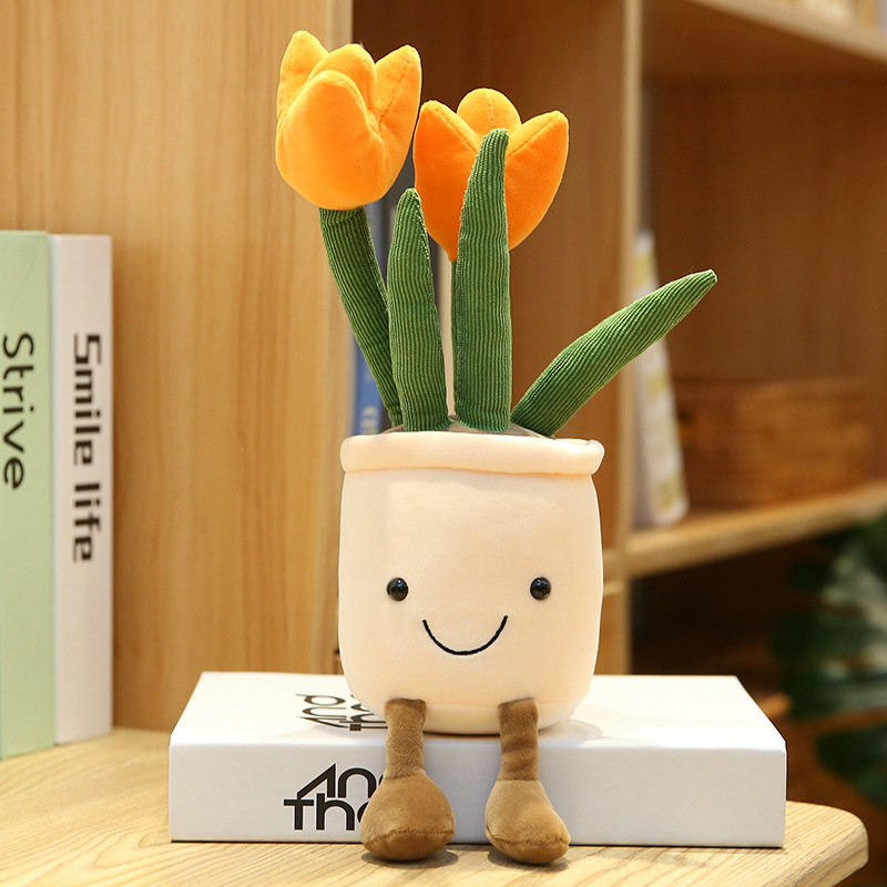Picture of Mushroom Fleshy Tulip Green Plant Potted Plant Ornaments Cloth Doll Amazon Plush Toy Doll Cross Border Doll