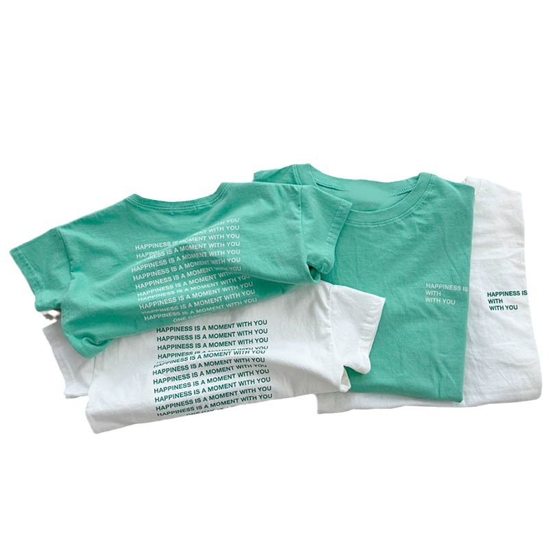 Picture of Ins Korean Style Summer New Parent-child Top Loose Fashion Cool Parent-child Top Casual Letter Short-sleeved T-shirt