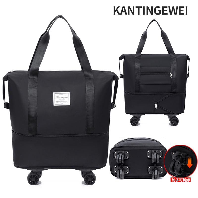 Picture of Large Capacity travel bag double-layer extended universal detachable wheel short trip cover trolley Oxford fitness anti-bag