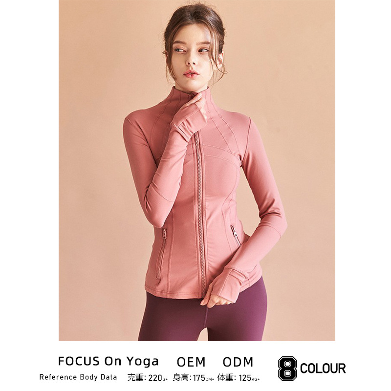 Picture of Spring 2020 New Sports Jacket Women's slim-fit stretch zipper running yoga fitness long-sleeved top wholesale