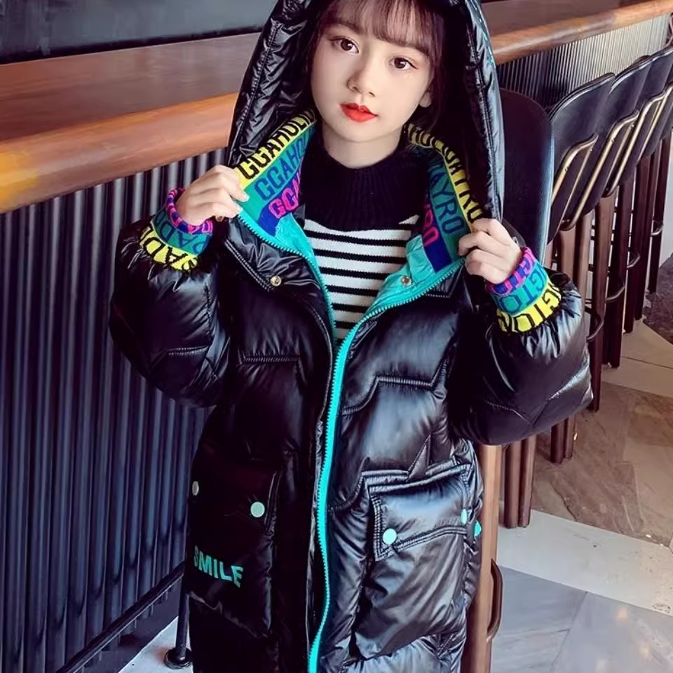Picture of Girls' Cotton-Padded Clothes, Kidsren's Glossy Wash-Free Outwears, Down-Padded Outwears, 2024 New Winter Clothes, Stylish Big Kidsren's Winter Cotton-Padded Jackets
